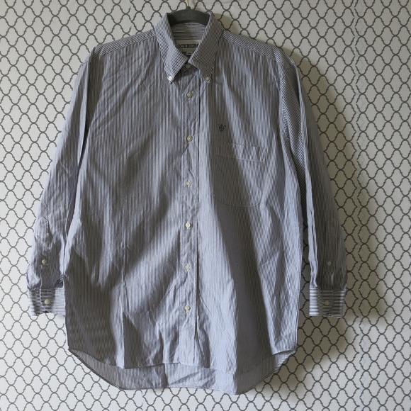 ICEBERG Long Sleeve Button Down Stripe Shirt Sz 39 - Picture 1 of 5